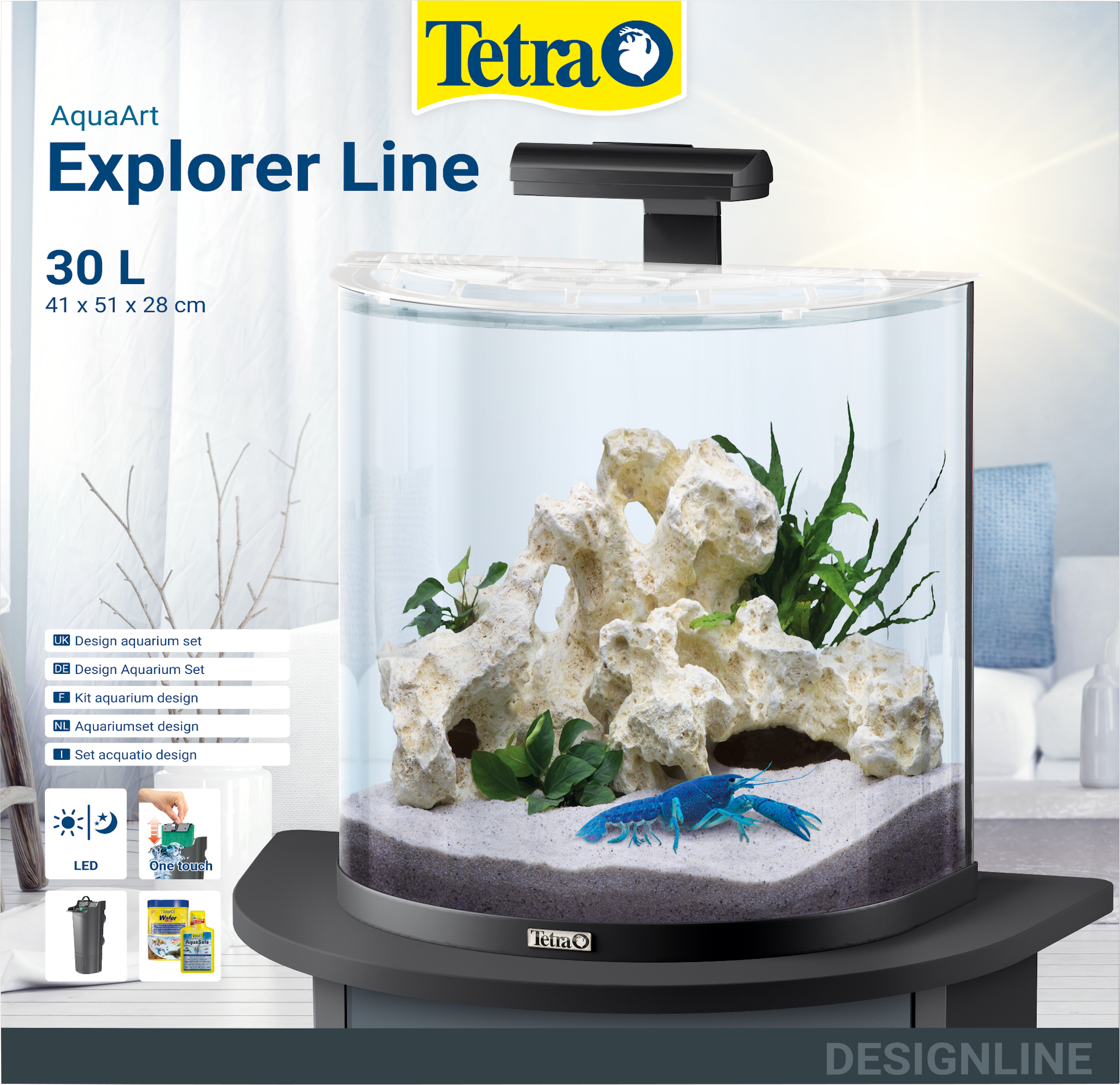LED set Line Tetra aquarium - Crayfish: 30L Explorer AquaArt Tetra
