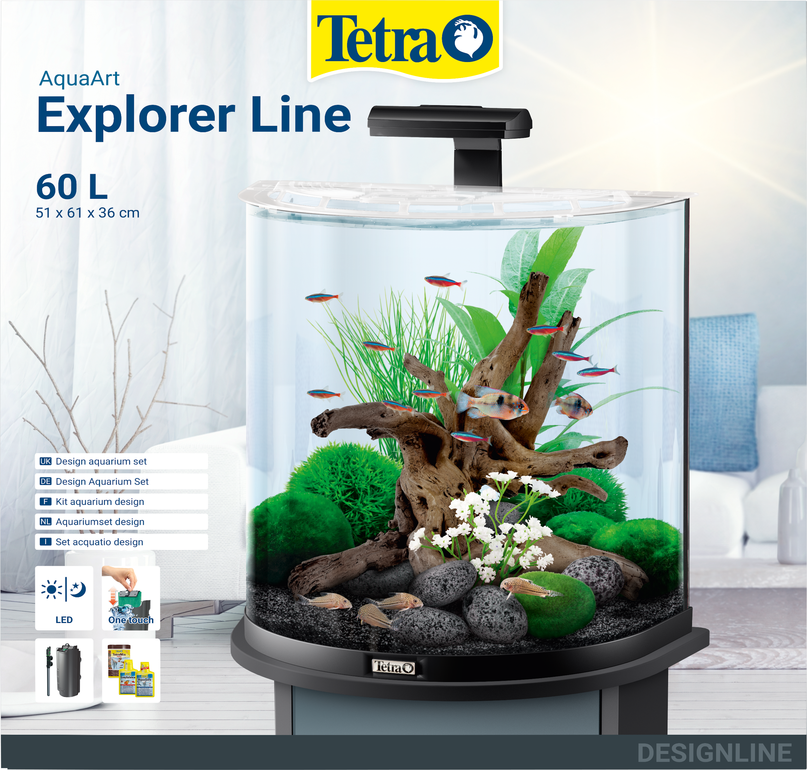 de eerste pensioen het laatste 60L Tetra AquaArt LED Explorer Line aquariumset: Tetra