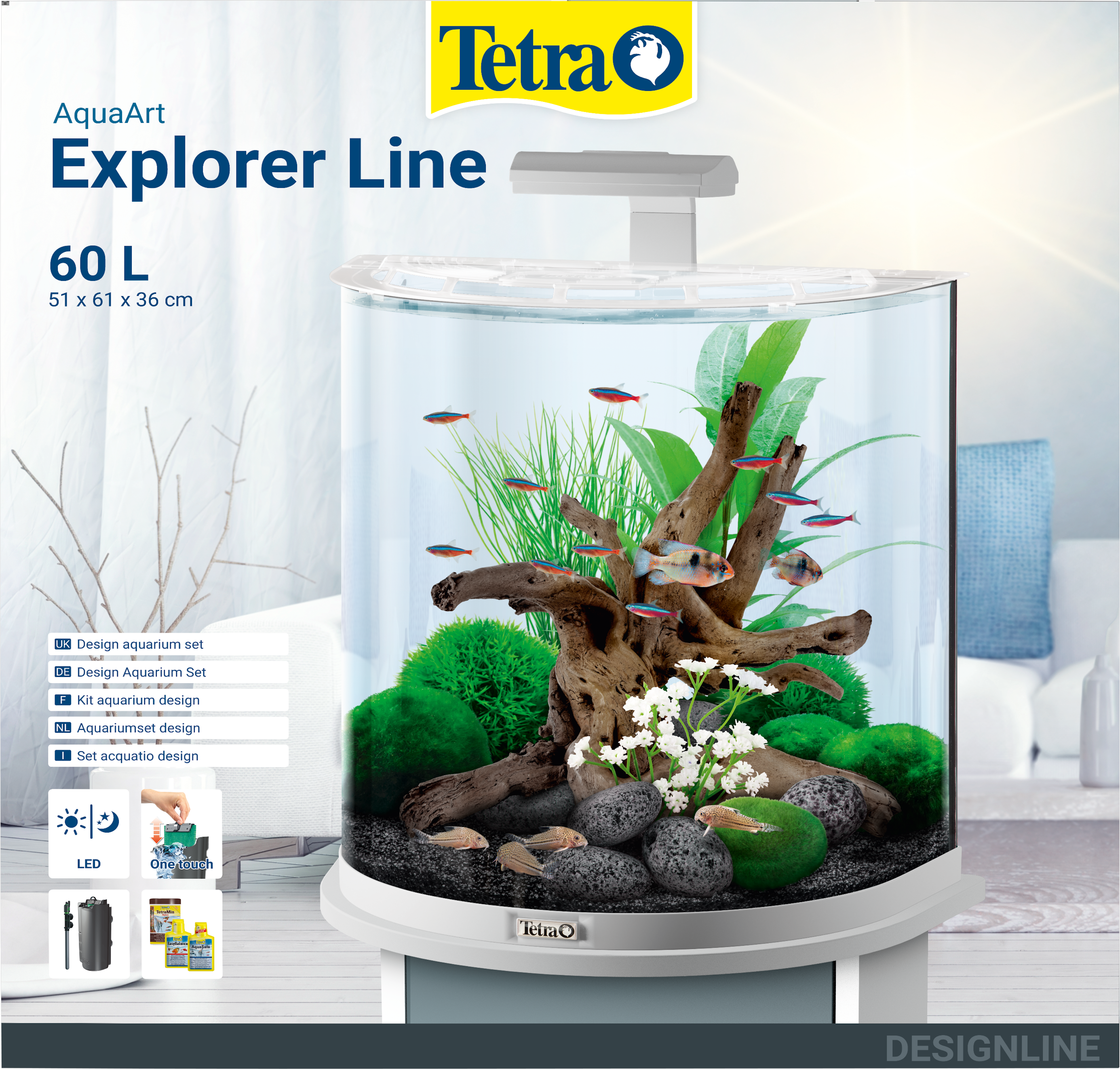 Tetra AquaArt LED Explorer Line 60L White Edition: Tetra